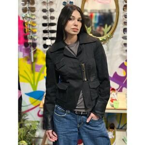 LAMB Asymmetrical Leather Zip Jacket Size Large /12